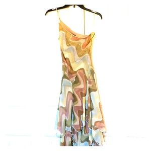 BCBGMaxAzria silk one-shoulder dress